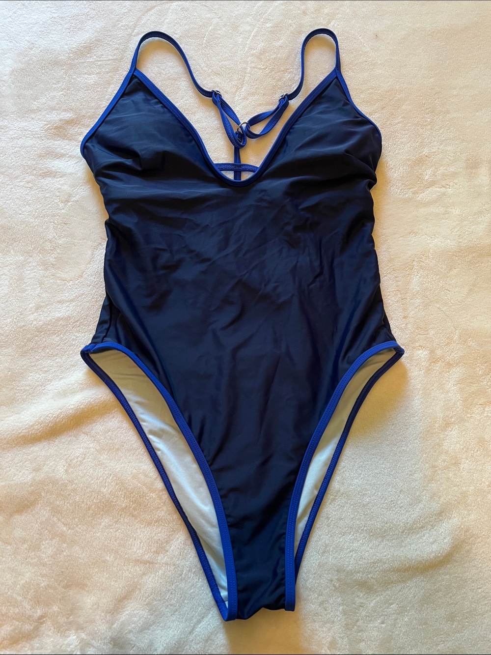 Cupshe Navy One-Piece Swimsuit with Royal Blue Trim